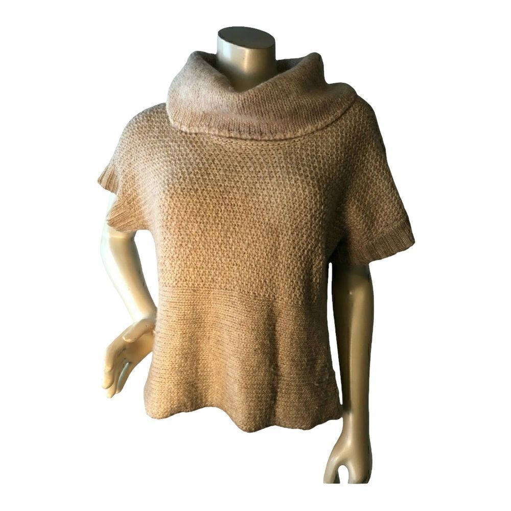 Soft Surroundings | Wool Blend Cowl Neck Short Sleeve Glitter Knit Sweater | S